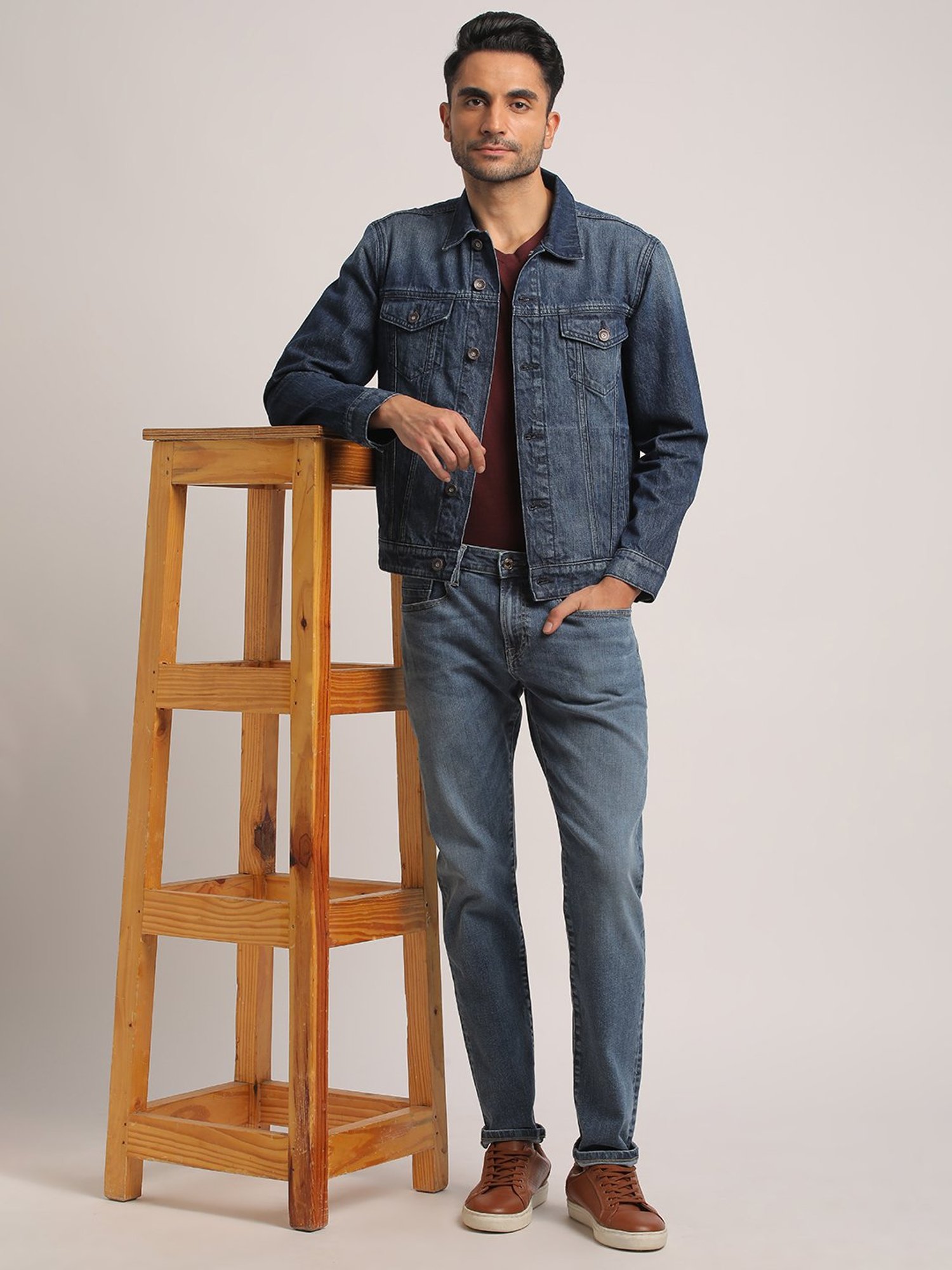 EVERBLUE Dark Blue Regular Fit Denim Jacket