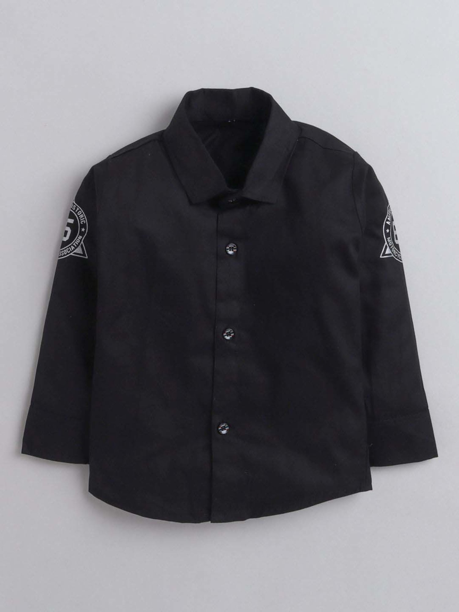 Fourfolds Boys Grey Solid Full Sleeves Clothing Set