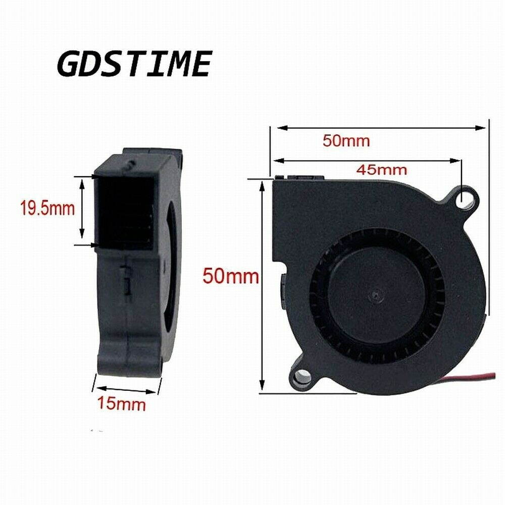 12V 50mm Blower Fan 5015 50mm x 15mm Turbo Cooling 3D Printer Rep Rap 2-pin