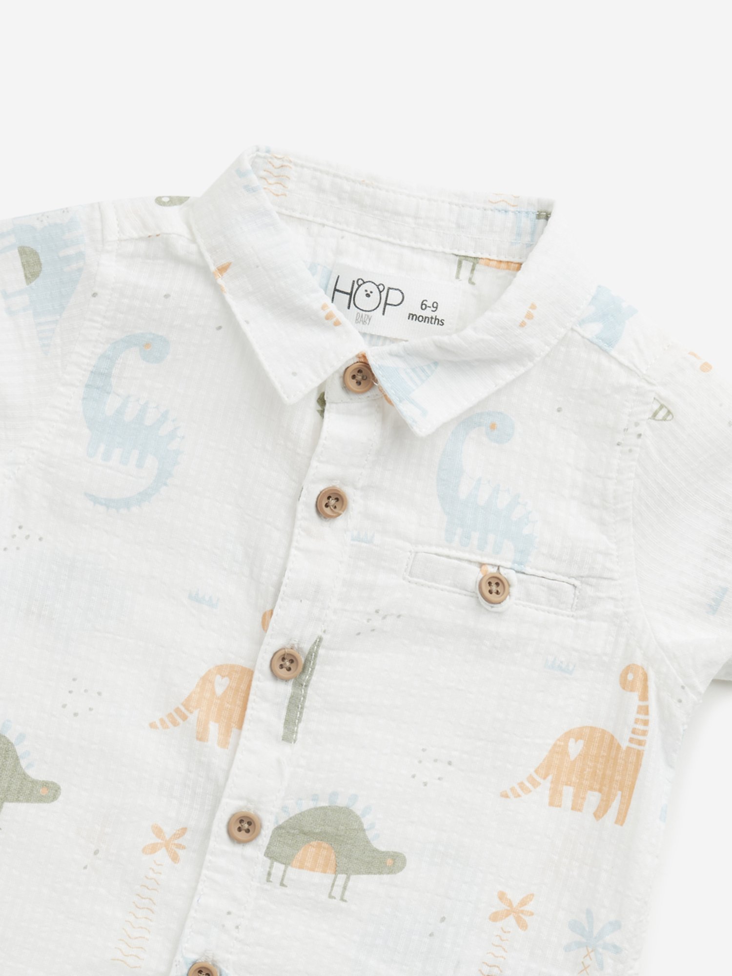 Pantaloons Baby White Cotton Printed Shirt