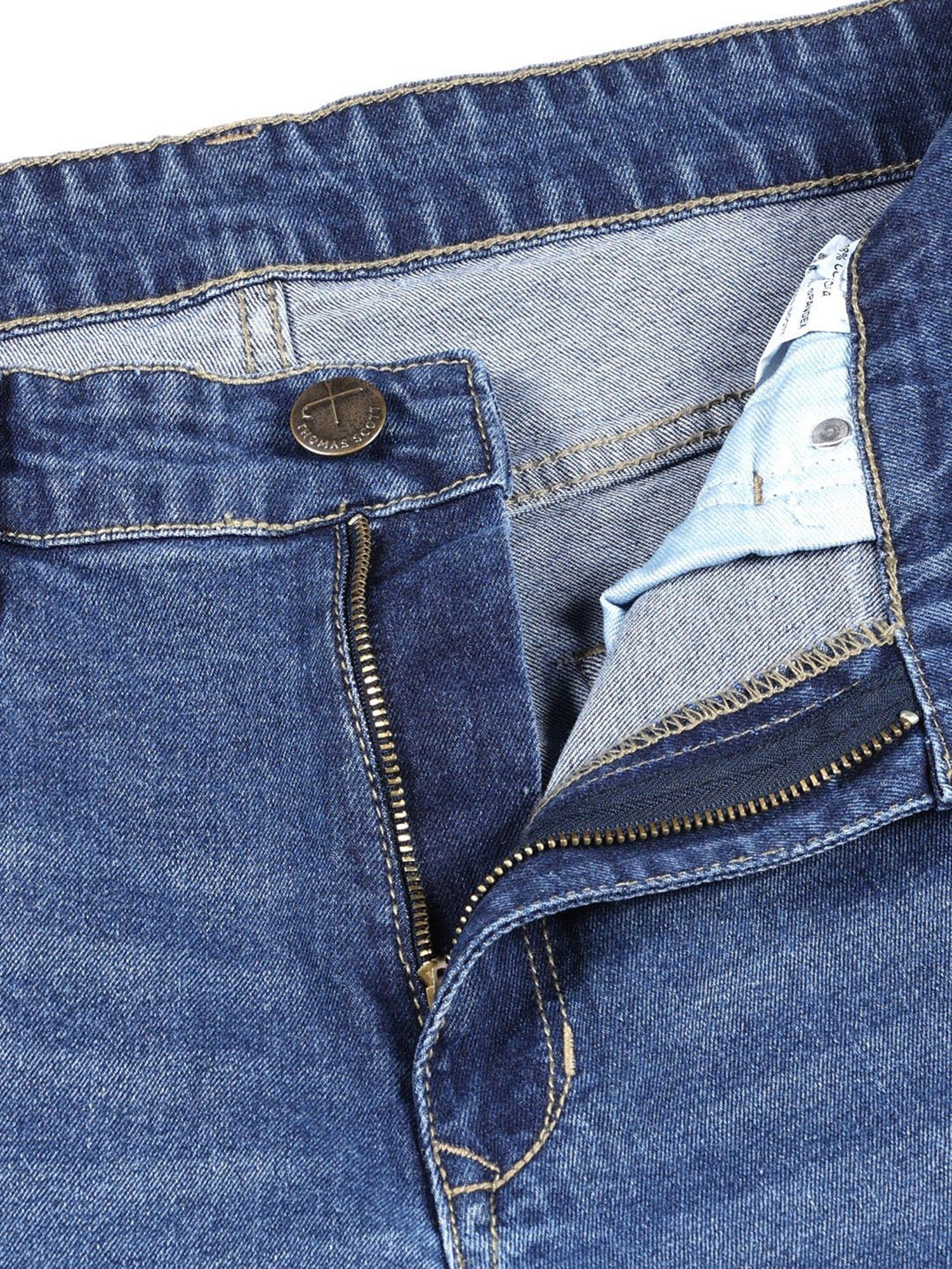 Thomas Scott Indigo Blue Slim Fit Lightly Washed Jeans