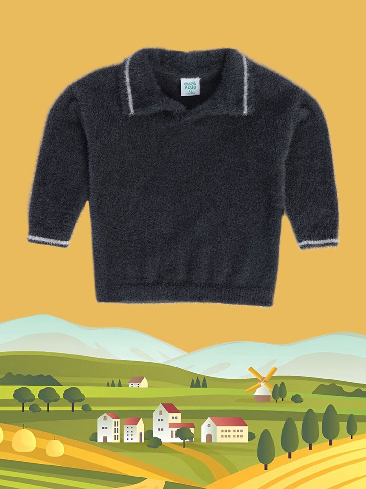 MINIKLUB Kids Grey Solid Full Sleeves Sweater