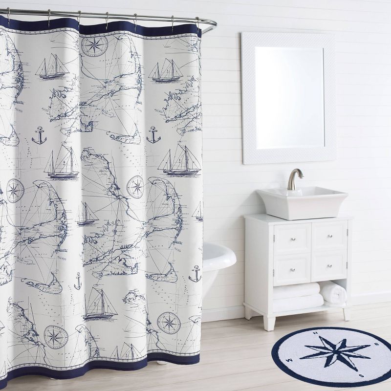 54"X78" Cape Island Shower Curtain Navy - City Scene
