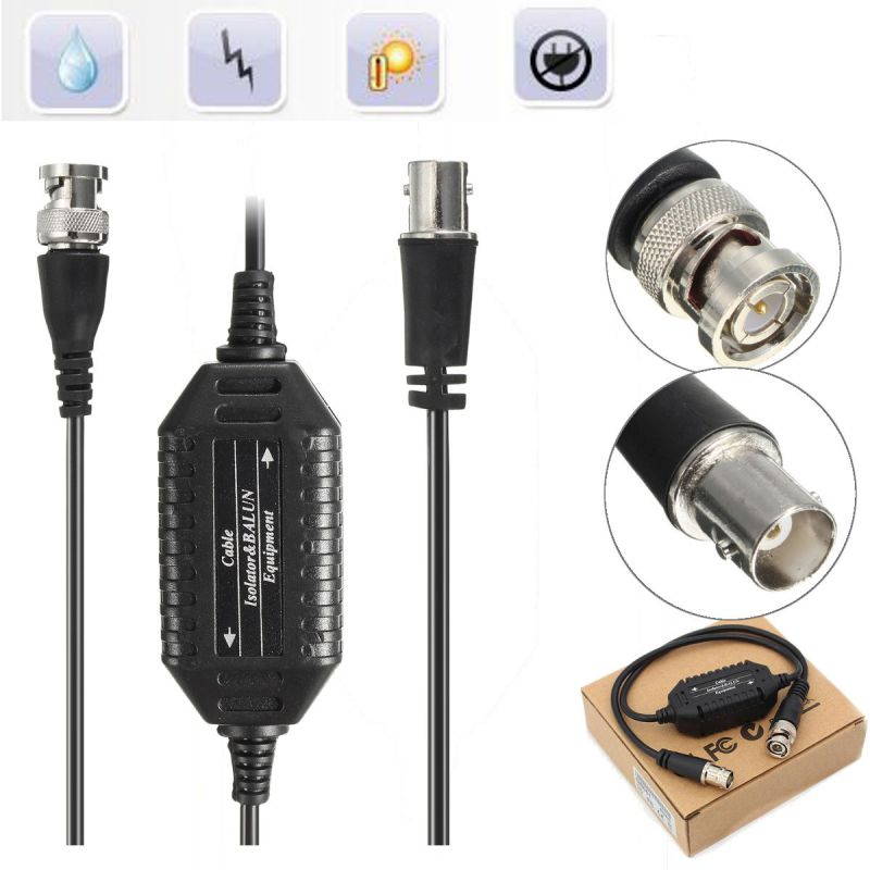 Coaxial Video Ground Loop Isolator Balun BNC Male to Female for CCTV Camera Elec-Mall -