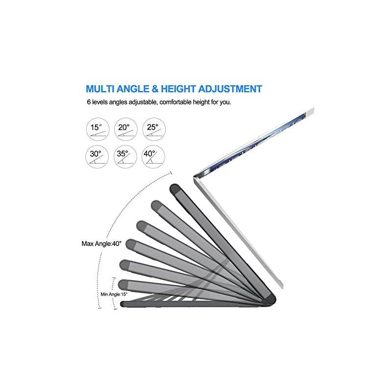 Laptop Stand Portable Computer Laptop Mount Aluminum Laptop Riser with 6 Levels Height Adjustment Fully Collapsible Supports up to 44lbs Fits up to 173 Laptop Black