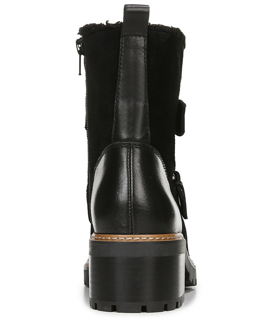 Naturalizer Tristan Suede Faux Fur Block Heel Moto Lug Sole Block Heel Booties