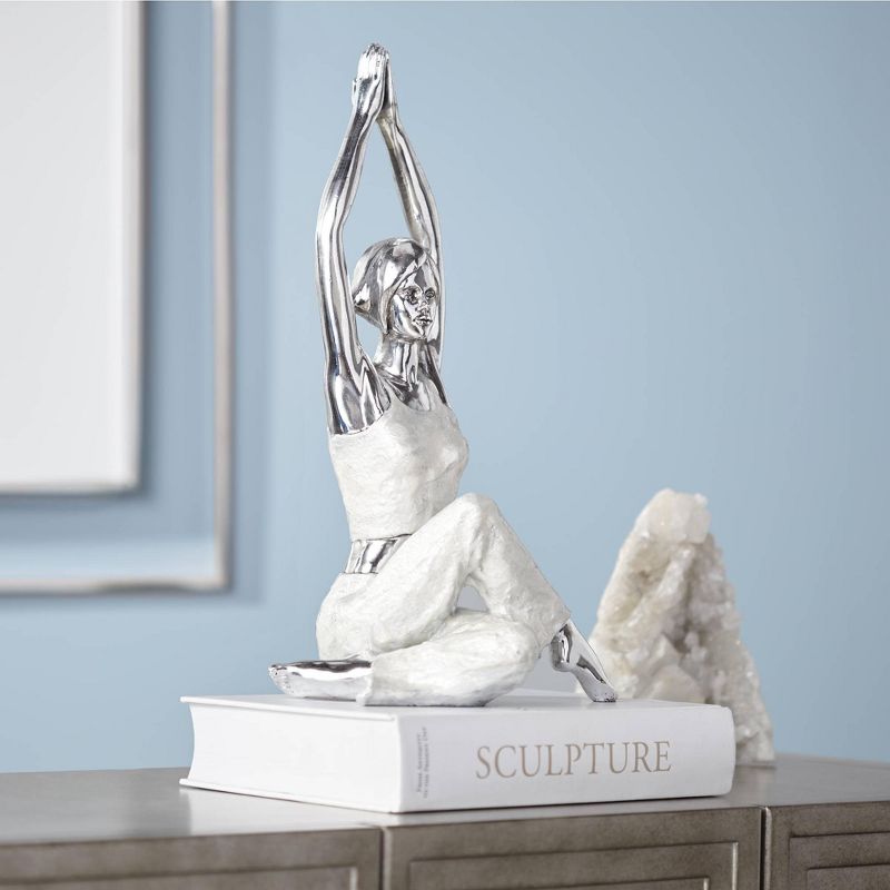 Dahlia Studios Gomukhasana Cow Face Yoga Pose 16 1/2" High Silver Sculpture