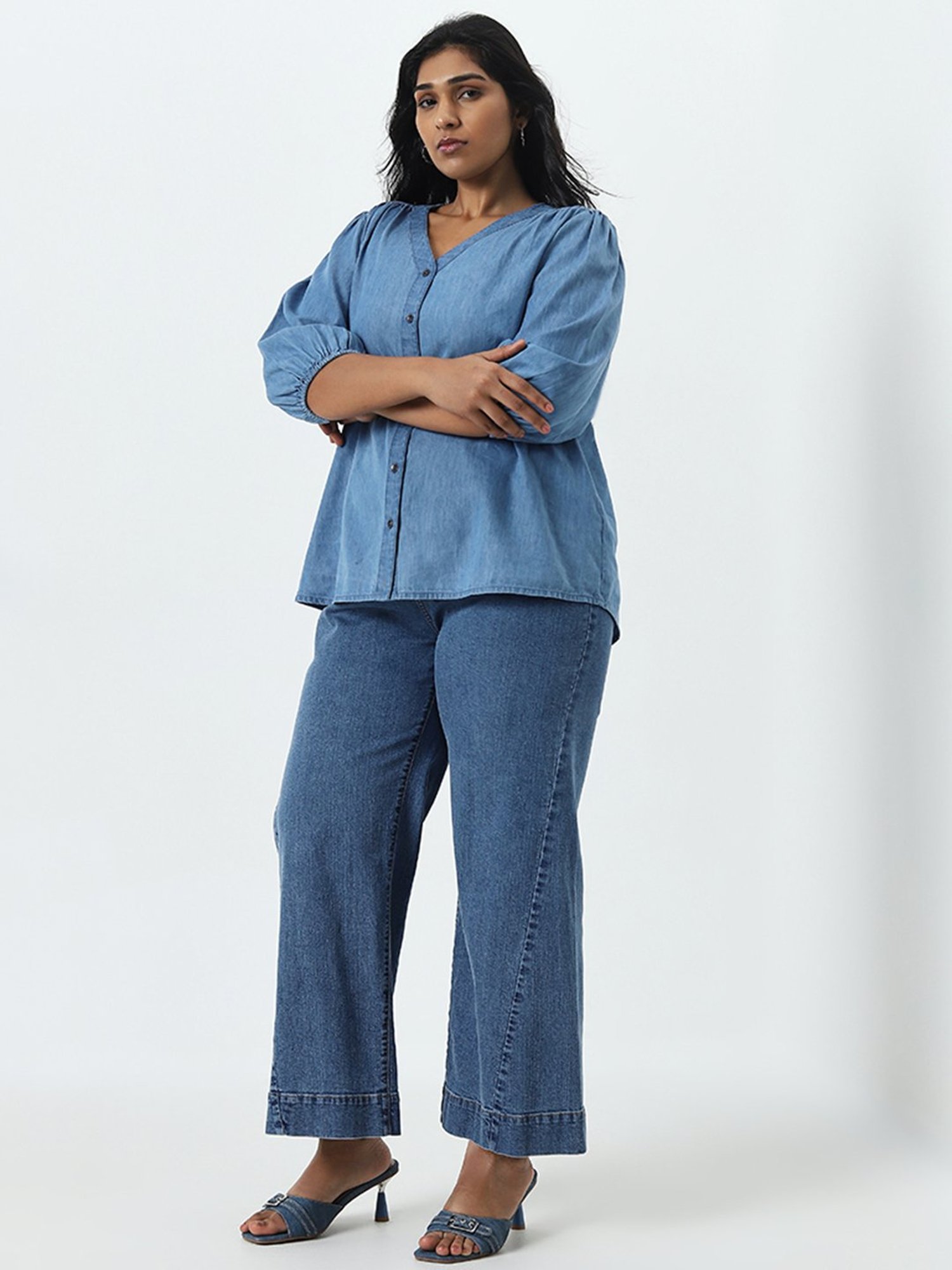 Gia by Westside Blue Denim Blouse