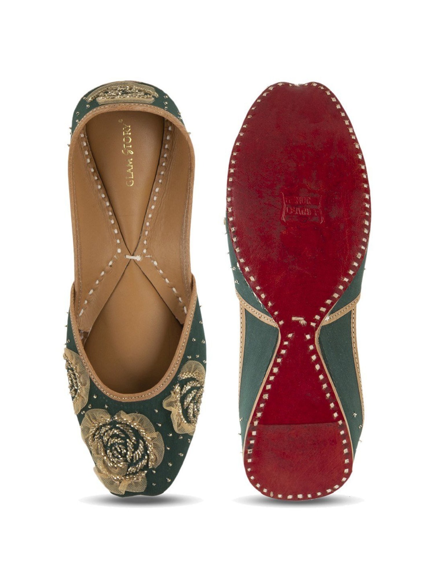 Glam Story Women's Teal Ethnic Juttis