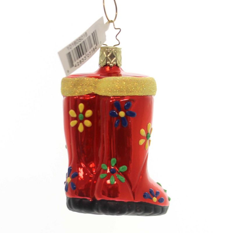 Inge Glas 3.5" Rain Boots Ornament Christmas Flowers  -  Tree Ornaments