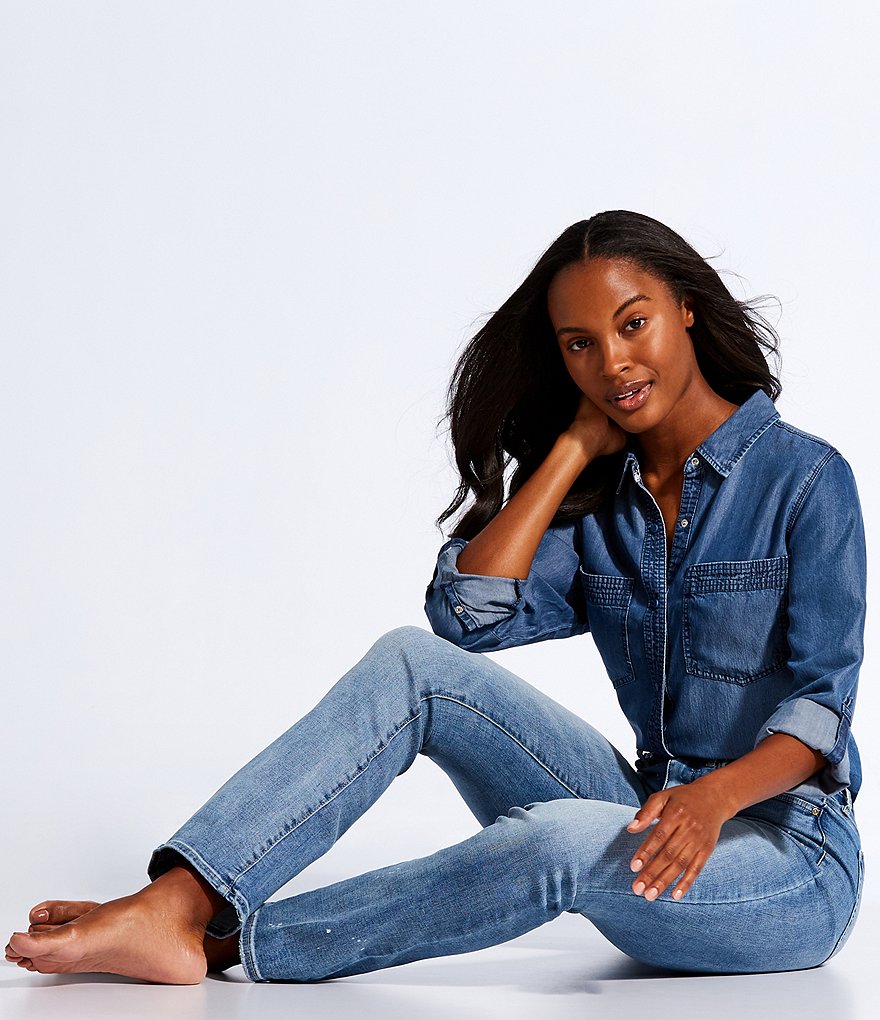 NYDJ Bleach Spot Detail Slim Bootcut Jeans