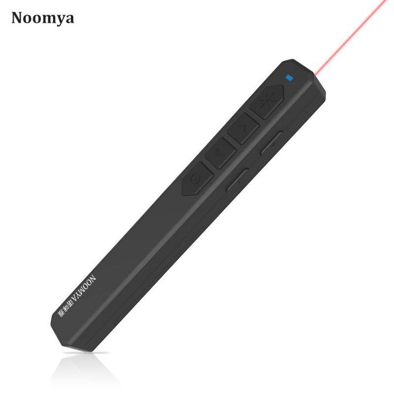 Noomya M100 Powerpoint Presenter PPT Clicker 2.4GHz Red Pointer Wireless Remote with USB Receiver 50 Meters Remote Control Presentation for School Office Teaching Training for Windows MAC System