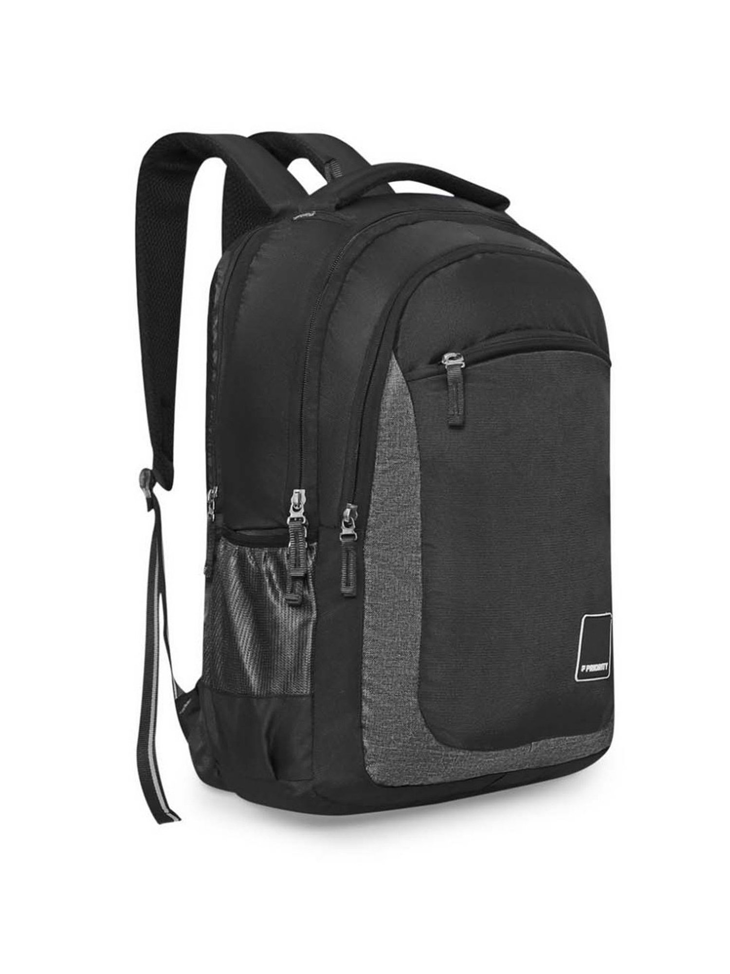 Priority Genius Black & Grey Polyester Solid Backpack - 29.44 Ltrs