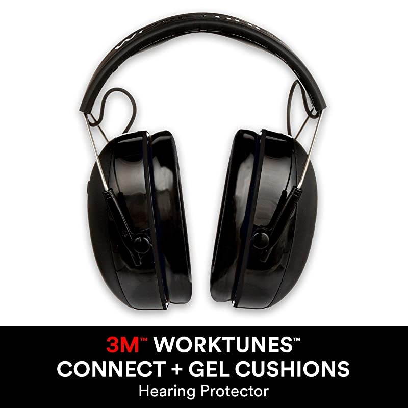 WorkTunes Connect + Comfortable Gel Filled Ear Pads Noise Reduction Bluetooth Hearing Protection NRR 23dB yard work