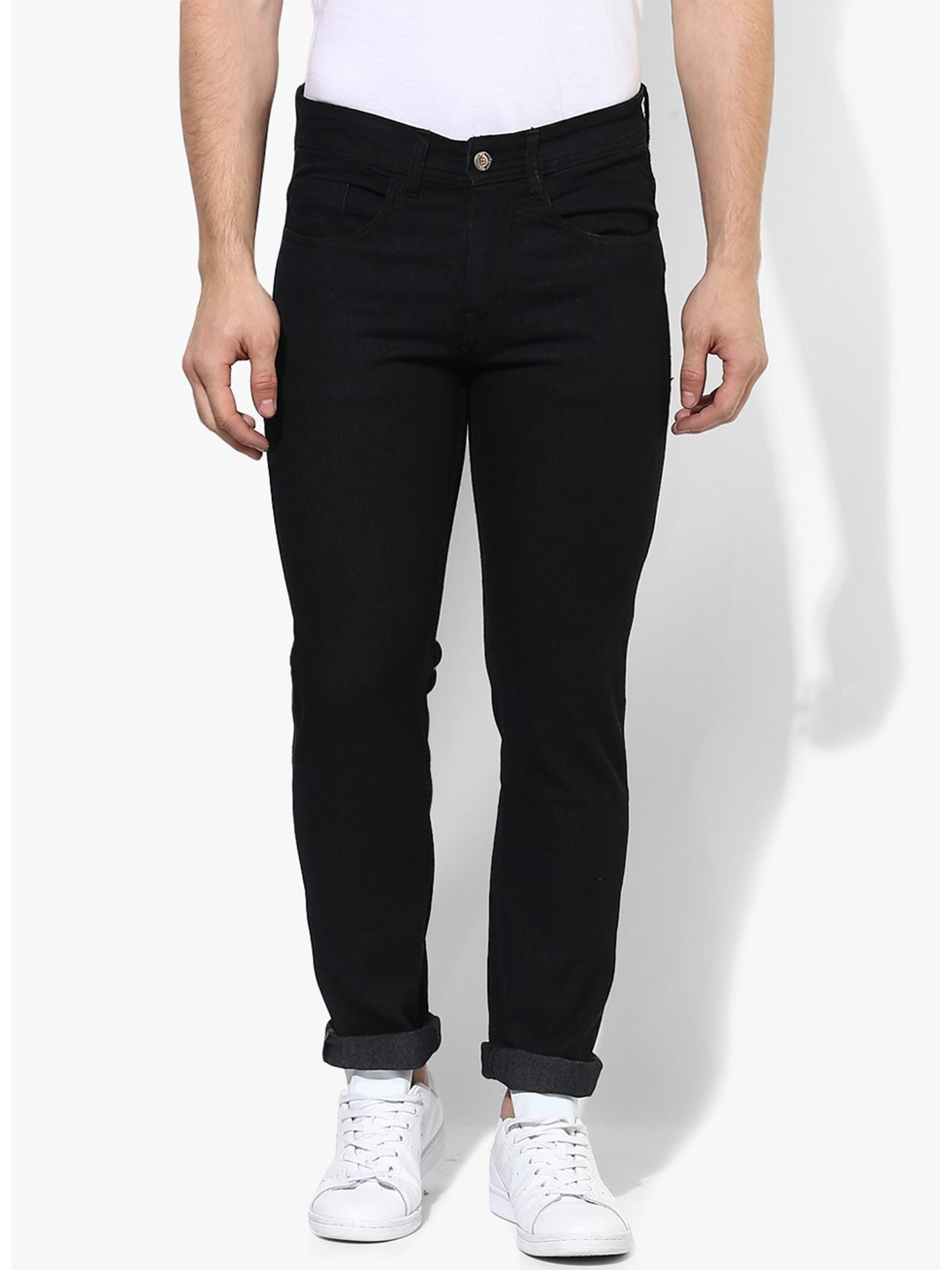 Hangup Plus Black Regular Fit Lightly Washed Jeans