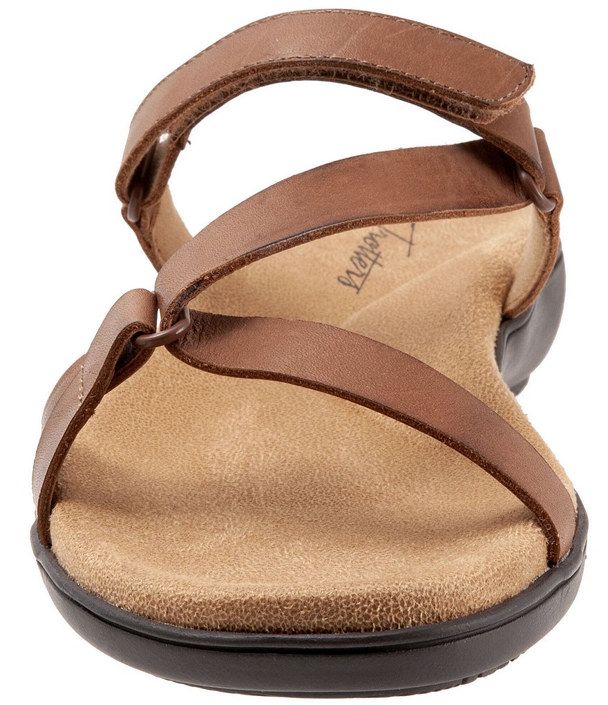 Trotters Raja Leather Adjustable Hook and Loop Slide Footbed Sandals