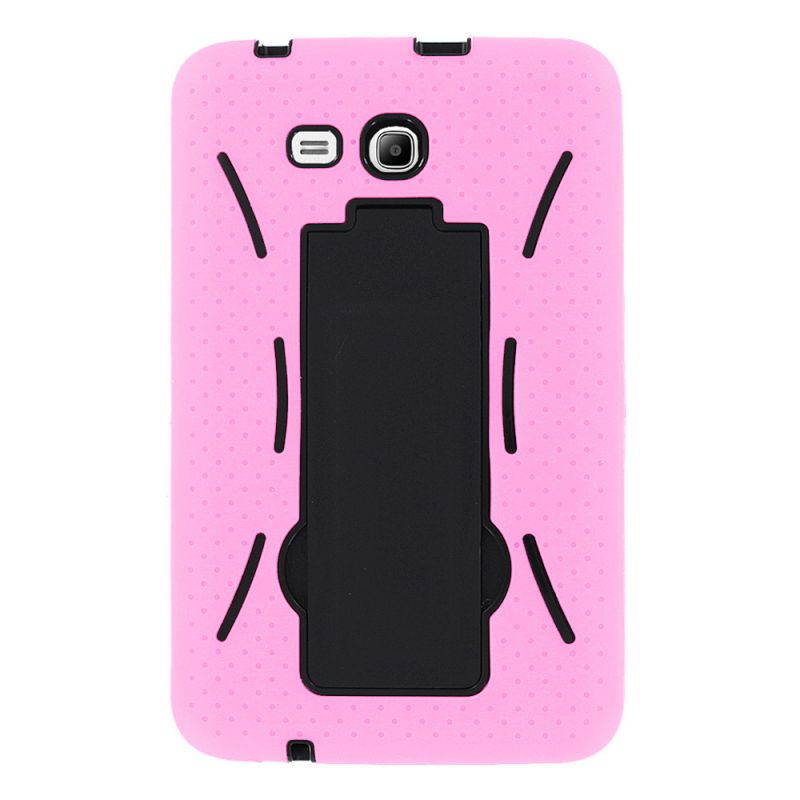 KIQ Heavy Duty Hybrid Case, Dual layer Protection Tablet Cover Kickstand Built-in cut-outs for camera and charging ports For Samsung Galaxy Tab E 7.0 Lite, Galaxy Tab 3 7.0 Lite (Hot Pink)