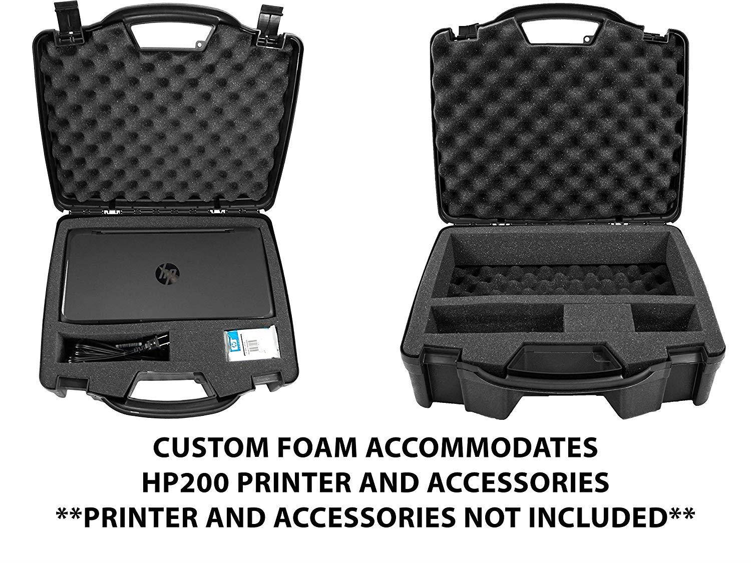 Casematix Portable Printer Carry Case Designed for HP Officejet 200 Wireless Mobile Printer , HP 62 Ink Cartridge and Cables - Also fits Older HP Officejet 150 and 100