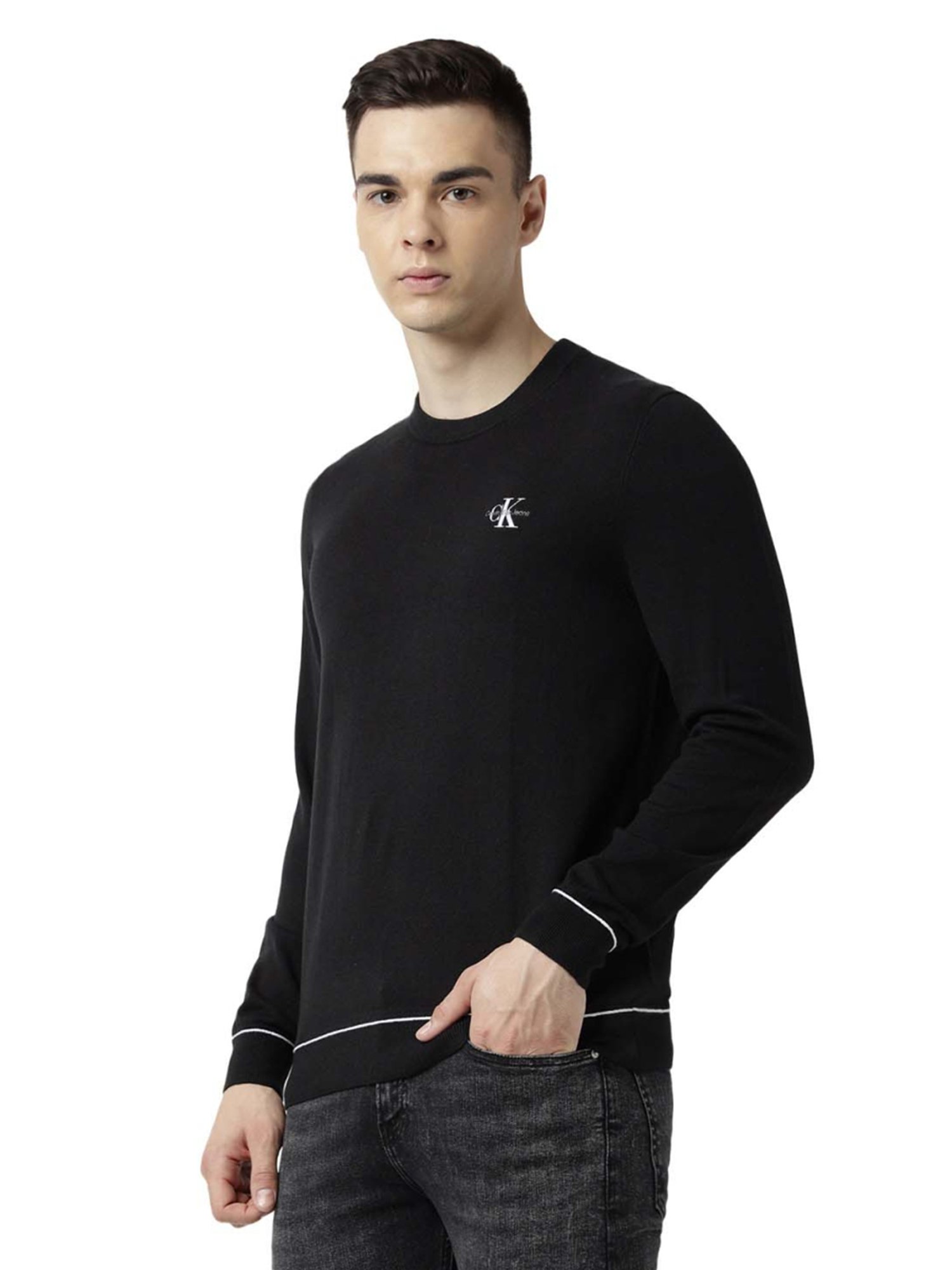 Calvin Klein Jeans Black Embroidery Regular Fit Sweater