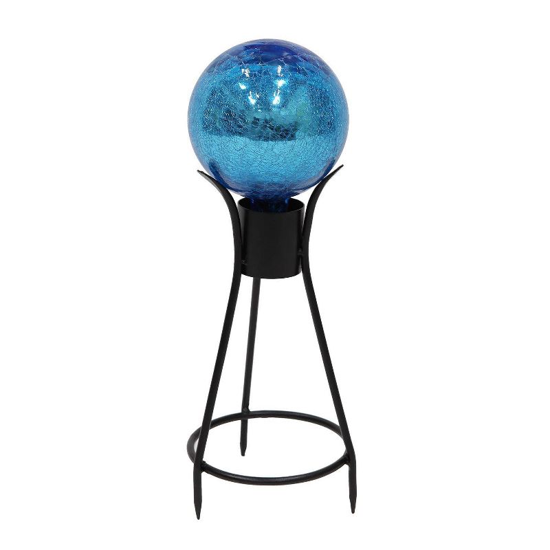 13.75" Iron Trestle III Spiked Gazing Globe Ball Stand Black Powder Coat Finish - ACHLA Designs