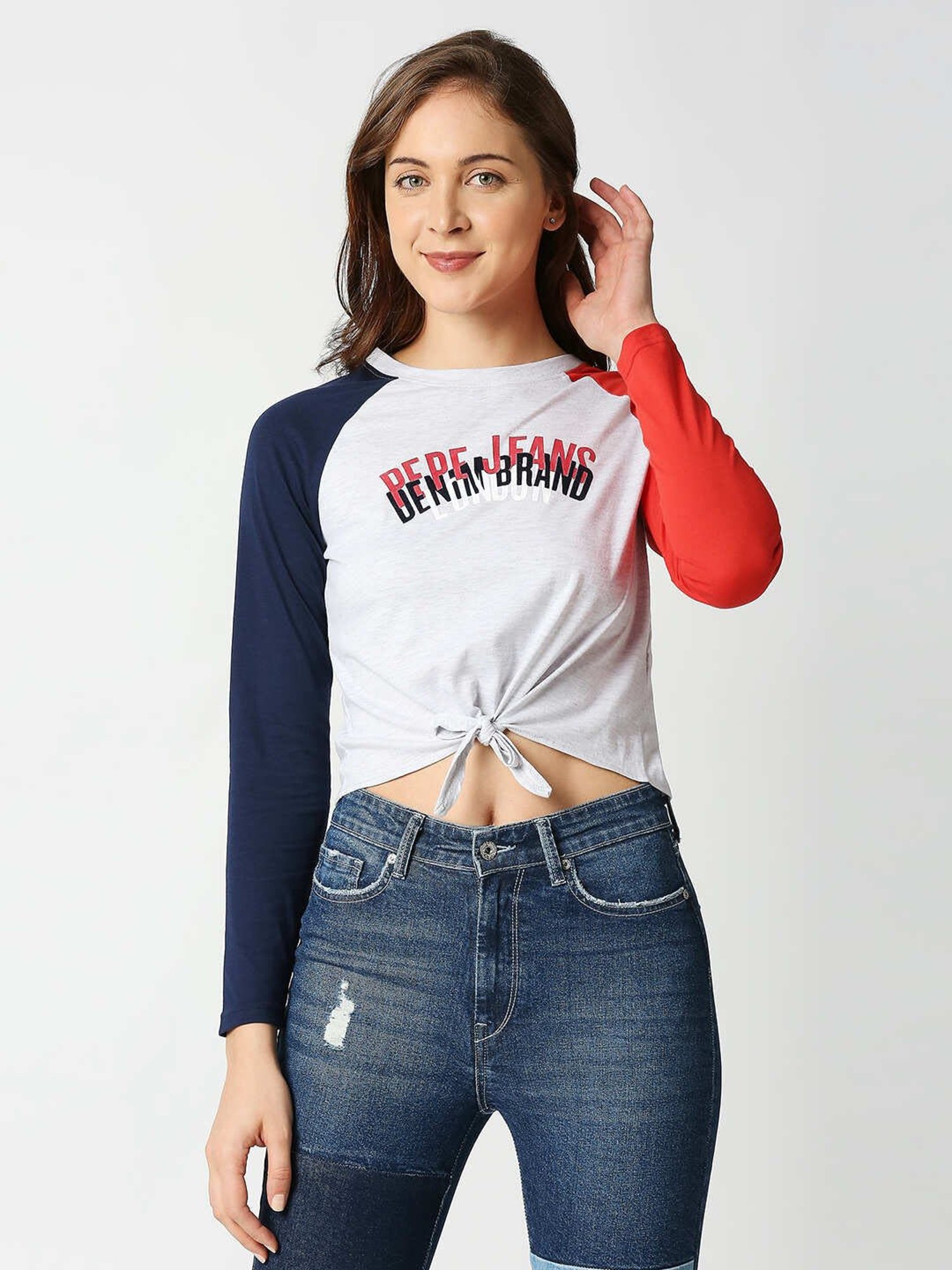 Pepe Jeans Multicolor Graphic Print Crop Top