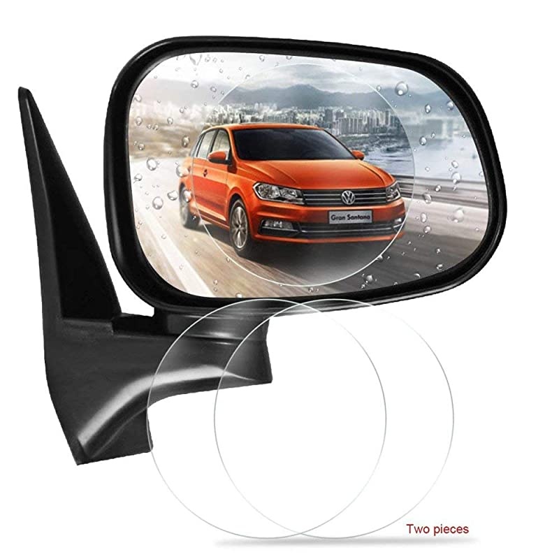 Car Rearview Mirror Waterproof Film, Anti Fog Film Anti-Glare Anti Mist Anti-Scratch Waterproof Rainproof Rear View Mirror Window Clear Protective Film-2Pcs