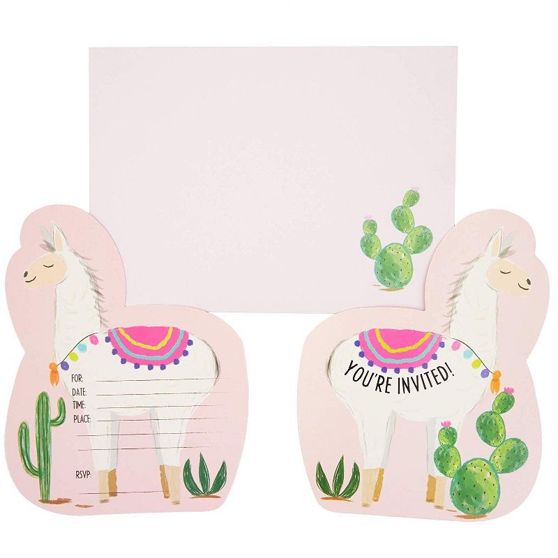 Sparkle and Bash 36-Count Llama "You Are Invited!" Invitations Cards with Envelopes for Kids Birthday Party 5x7 in