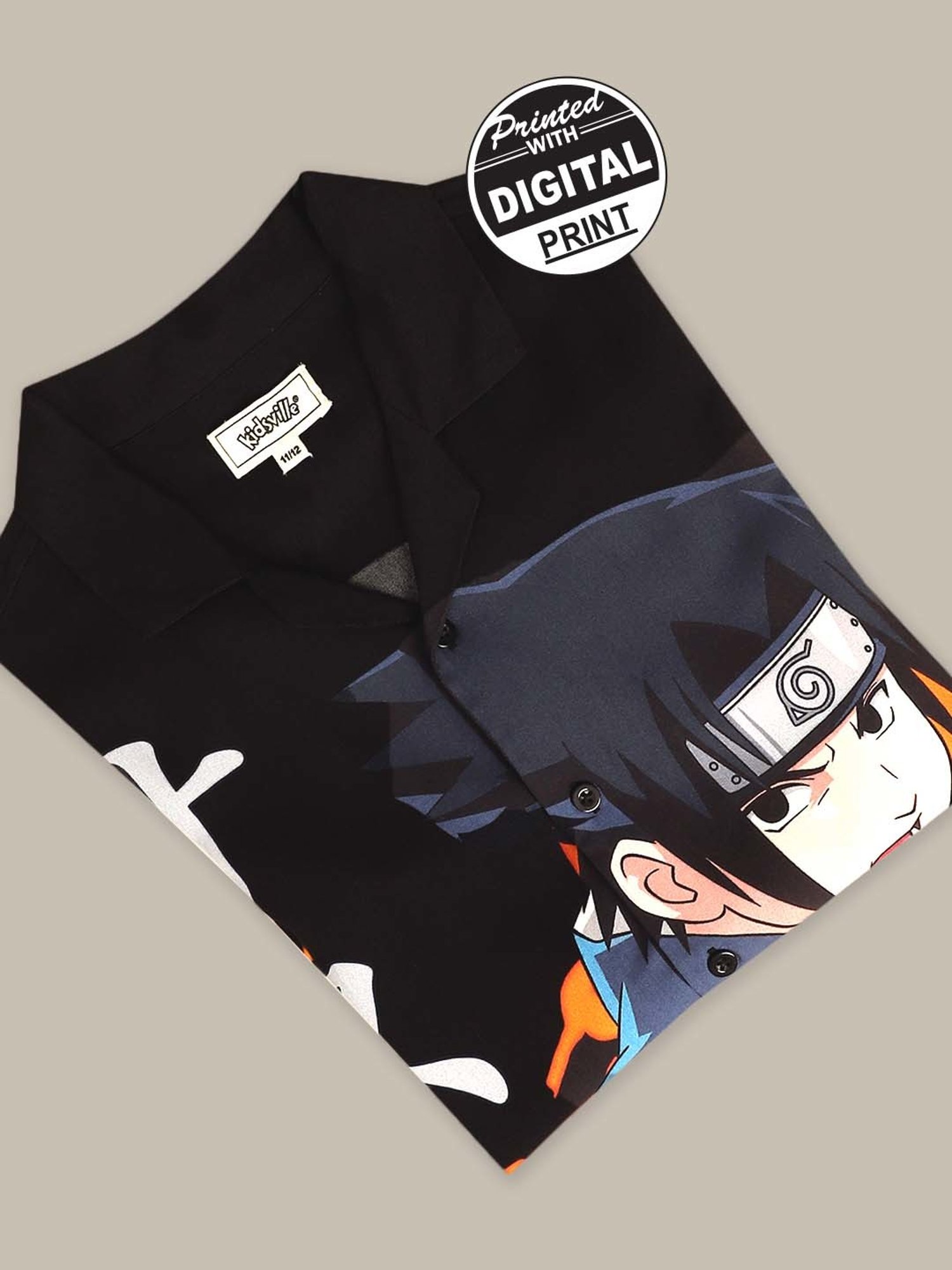 Kidsville Black Printed Naruto Shirt
