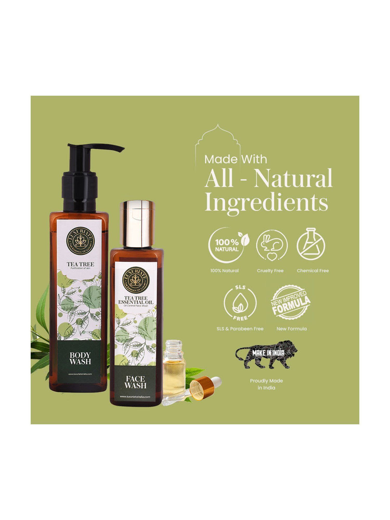Luxuriate Tea Tree Body Wash and Tea Tree Face Wash Combo