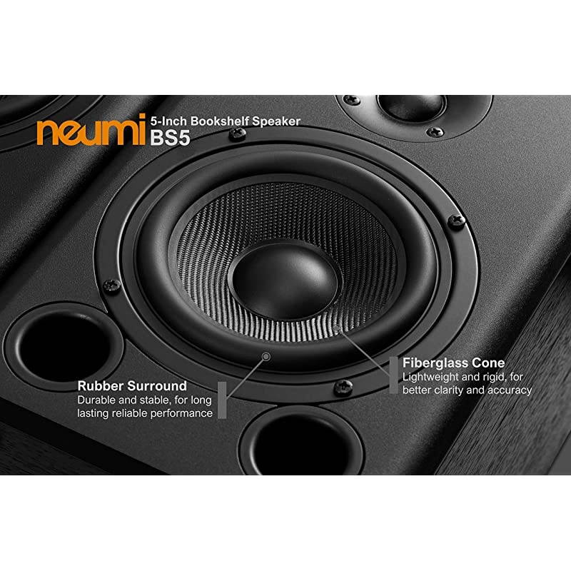 BS5 Passive Bookshelf Speakers, 5-Inch Woofer, 1-Inch Tweeter, Dark Wood, 1 Pair