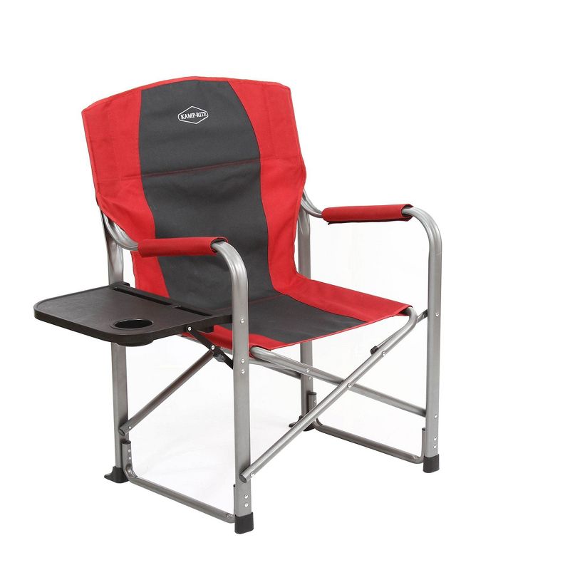 Kamp-Rite Outdoor Camping Tailgating Folding Director's Chair w/ Side Table, Red