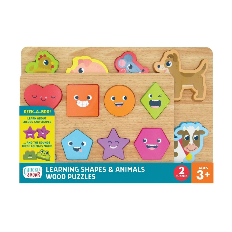 Chuckle & Roar Shapes & Animals Learning Puzzles - 2pk
