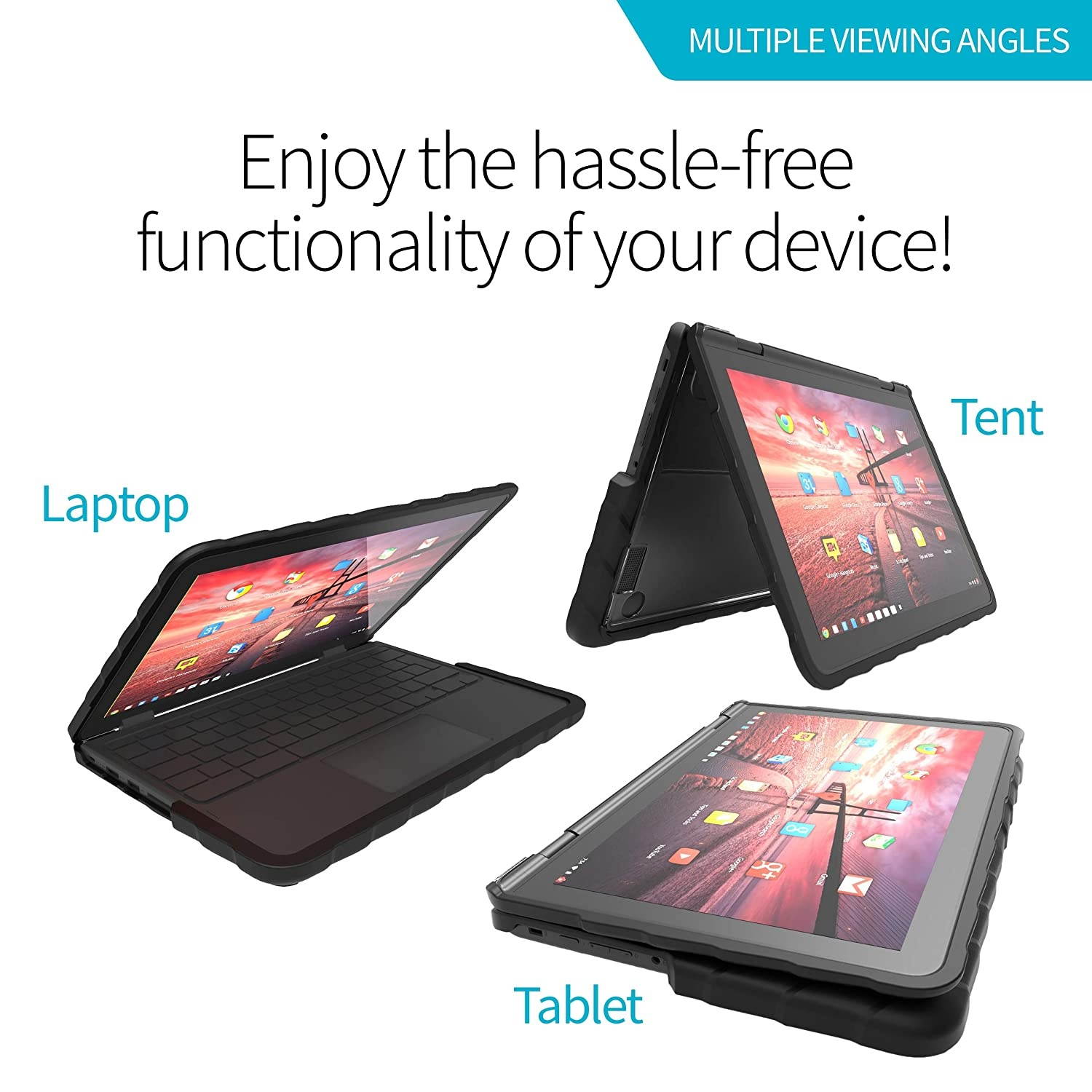 Gumdrop Cases DropTech Protection for Lenovo Chromebook 500e - Black, Rugged, Shock Absorbing, Custom Molded Laptop Cover