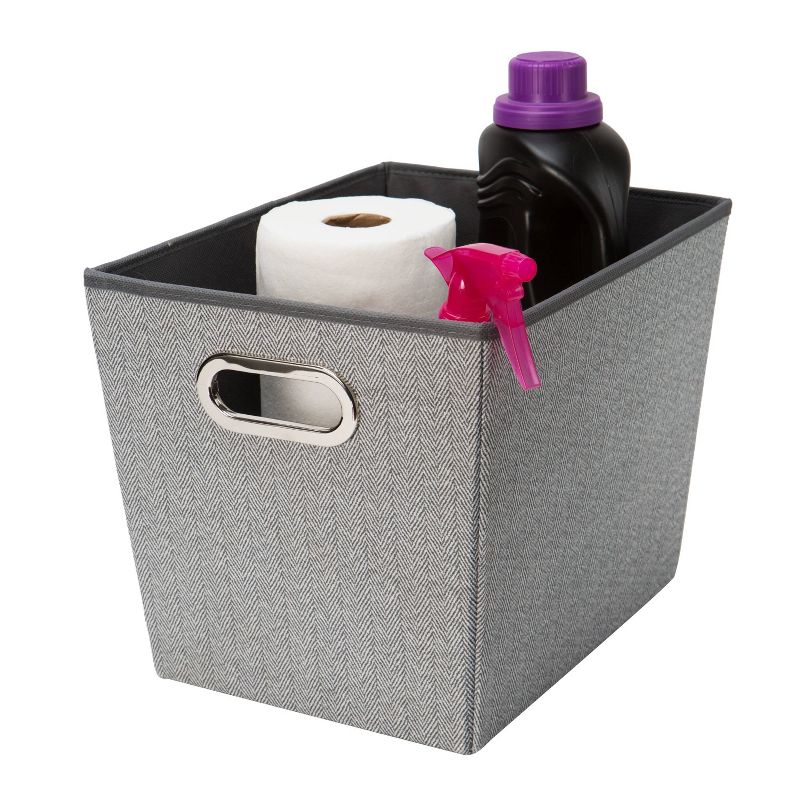 Simplify Large Herringbone Grommet Shelf Tote Gray