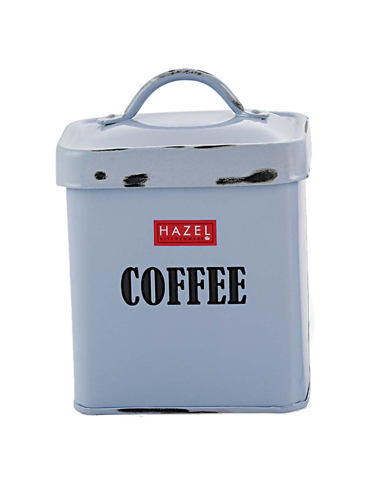 HAZEL Antique Rectangle Coffee Storage Canister Container With Handle, 1150ML, Blue