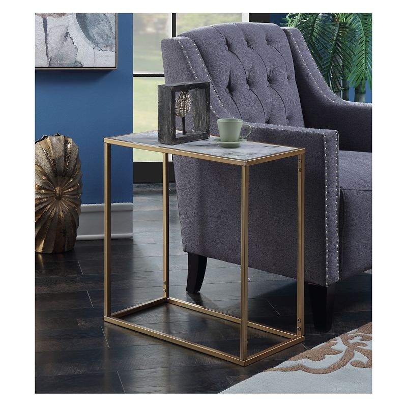Gold Coast Faux Marble Chairside Table Faux Marble/Gold - Breighton Home