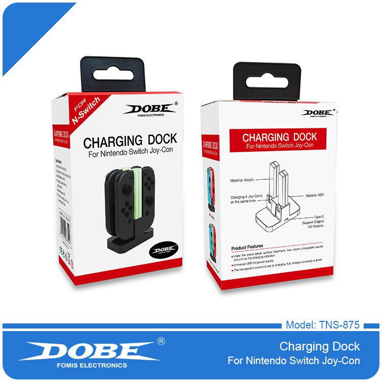 Four Charging Dock for Switch Jon-con With Small Handle and Colorful Light Column