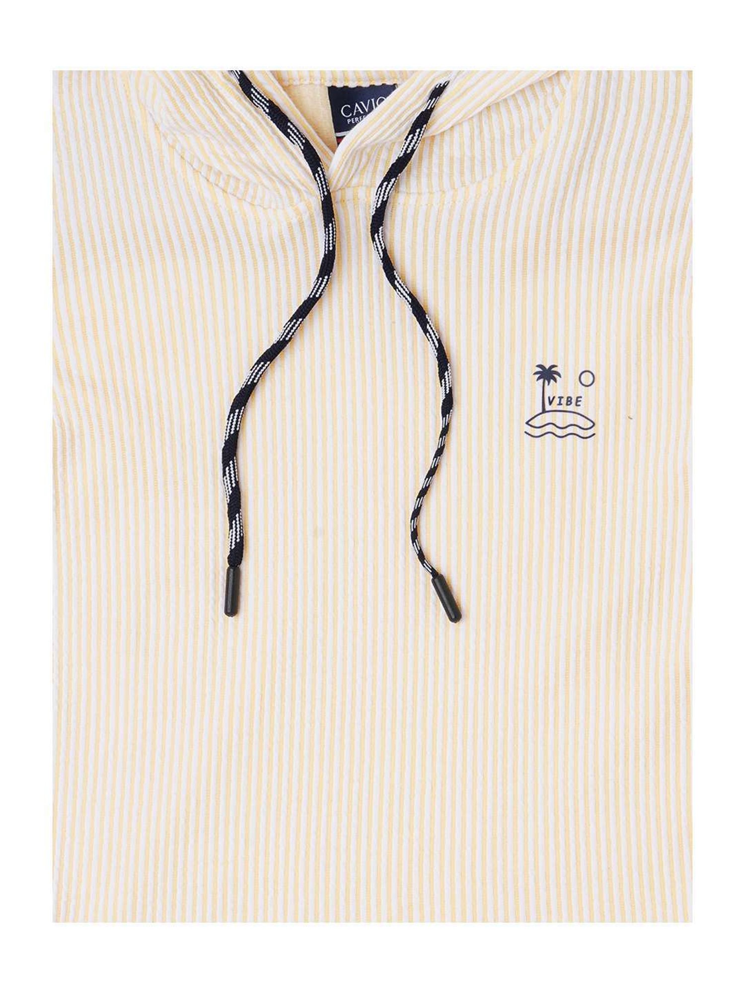 Cavio Kids Cream & White Cotton Striped T-Shirt