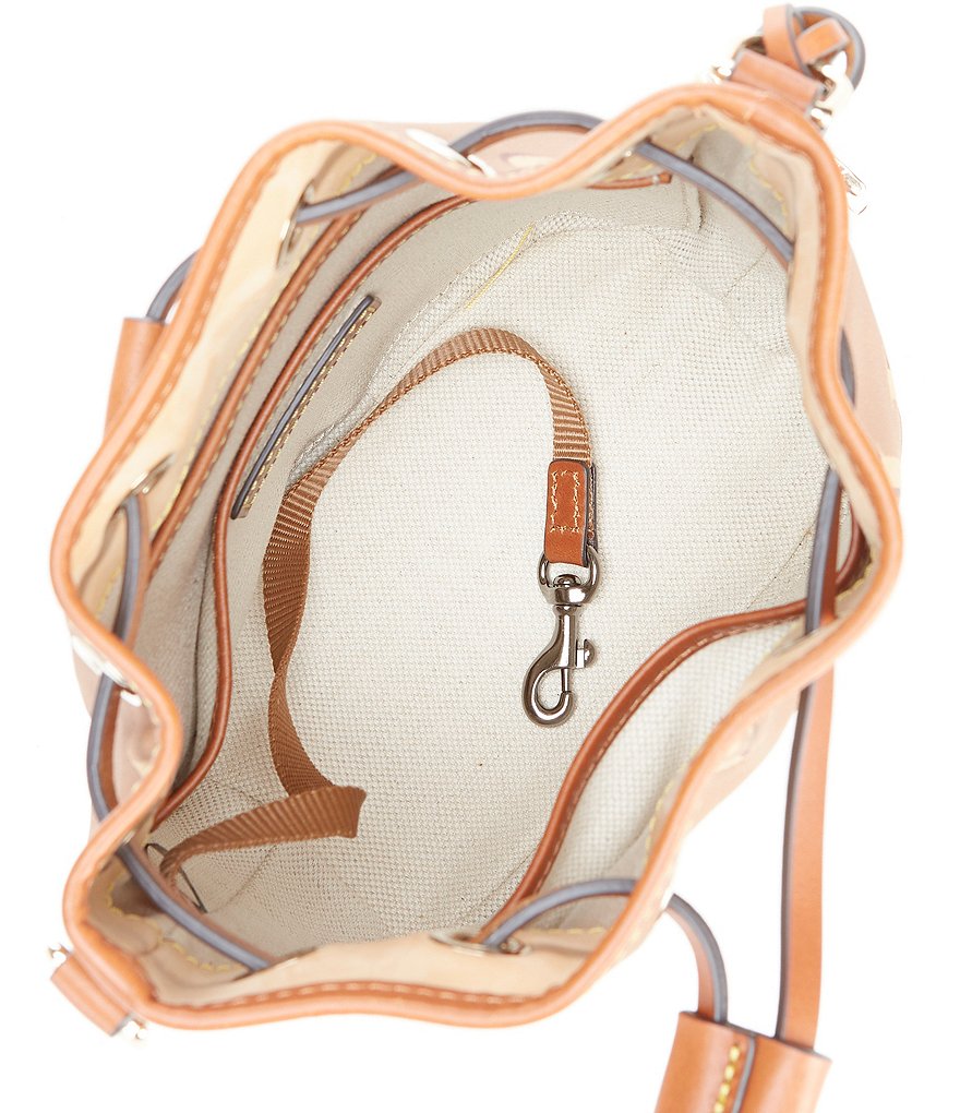 Dooney & Bourke Signature Monogrammed Collection Small Drawstring Bucket Bag