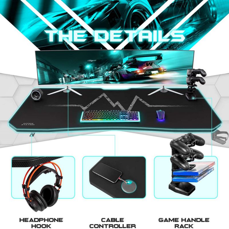 RESPAWN 3000 Gaming Computer Desk - Ergonomic Height Adjustable Gaming Desk, in Blue (RSP-3000-BLU)