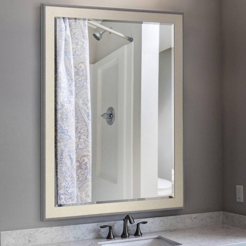 35.5" x 45.5" Textured Mat Liner Frame Mirror Gray - Head West