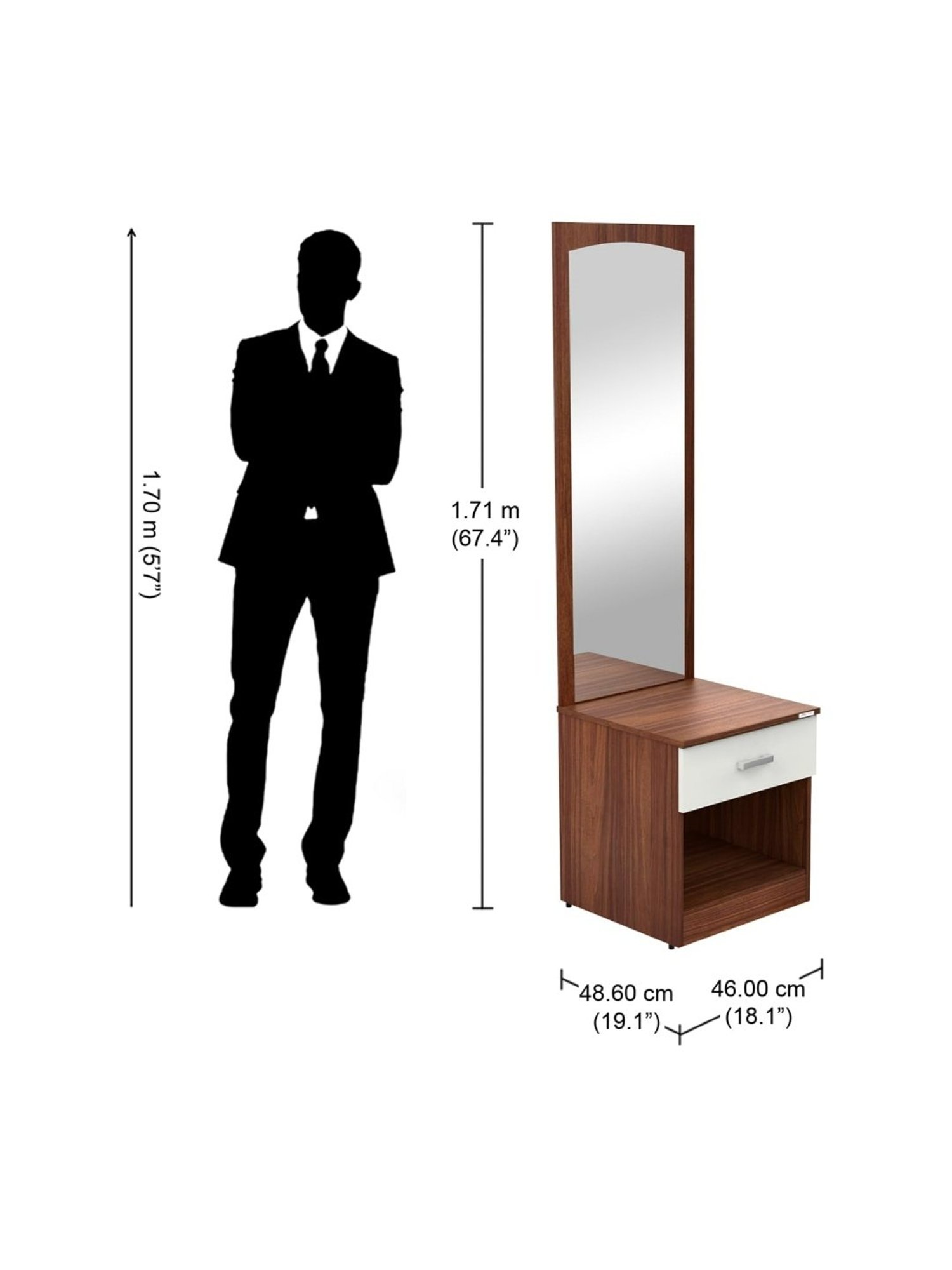 Godrej Interio Aero Valigny Oak Engineered Wood Standerd Dressing Table