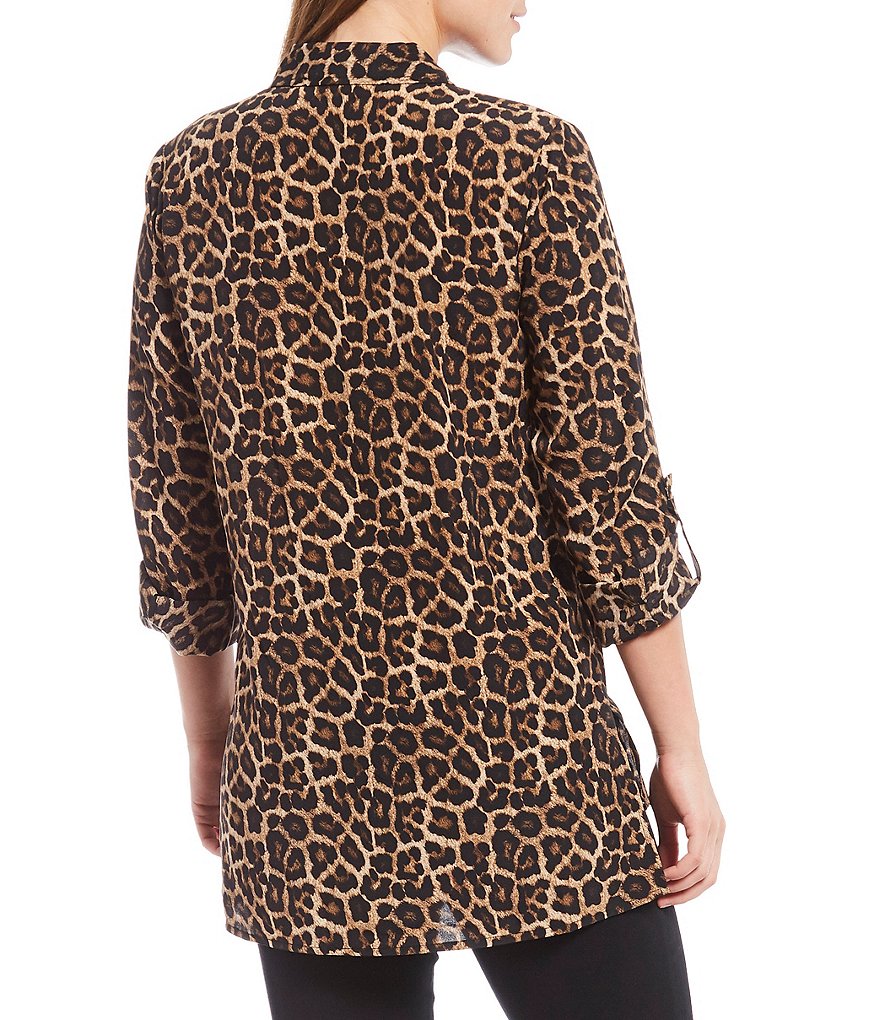 Tommy Hilfiger V-Neck Long Sleeve Printed Button Front Blouse