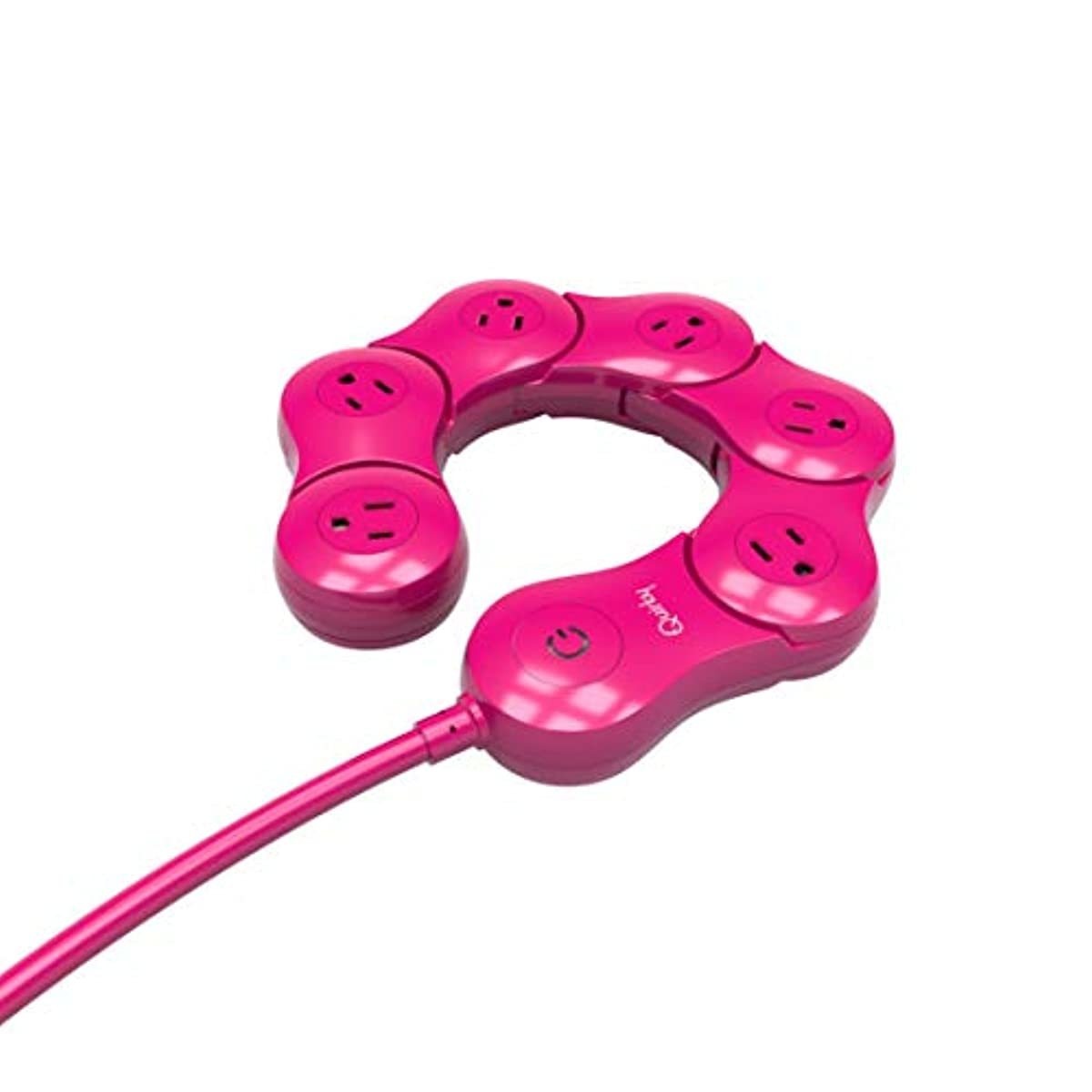Quirky Pivot Power 2.0 - Flexible and Bendable 6 Outlet Surge Protector - Pink
