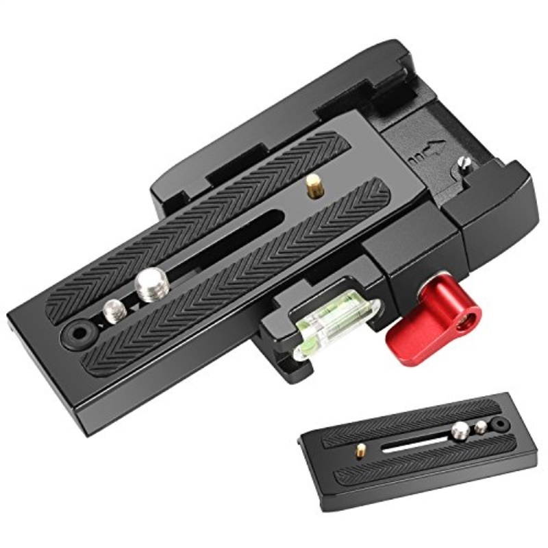 Neewer Aluminum Alloy Quick Shoe Plate Adapter with 2-Piece Quick Shoe Plates, 1/4 3/8 inches Screw for DSLR Camera Tripod Monopod, Compatible with Manfrotto 501HDV 503HDV 701HDV 577/519/561/Q5(Red)