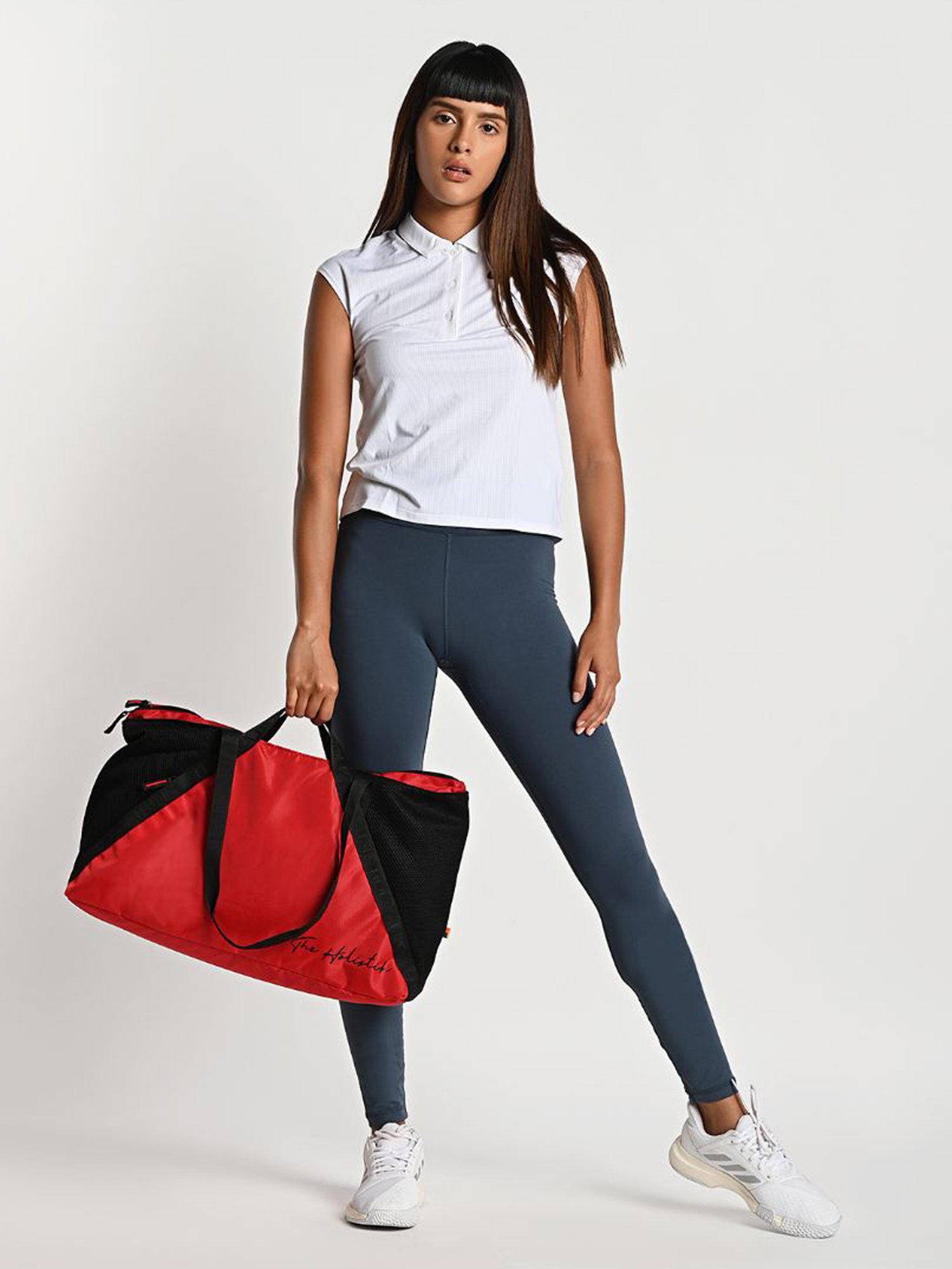 THE HOLISTIK Uptote Red Color Block Medium Shoulder Bag