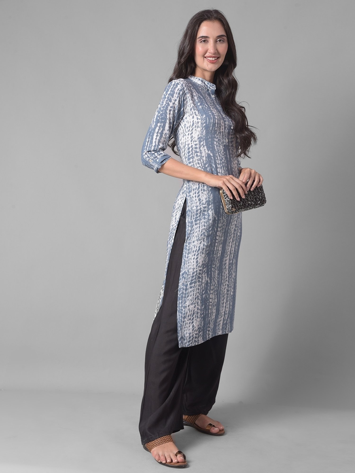 Dollar Missy Grey Printed Straight Kurta