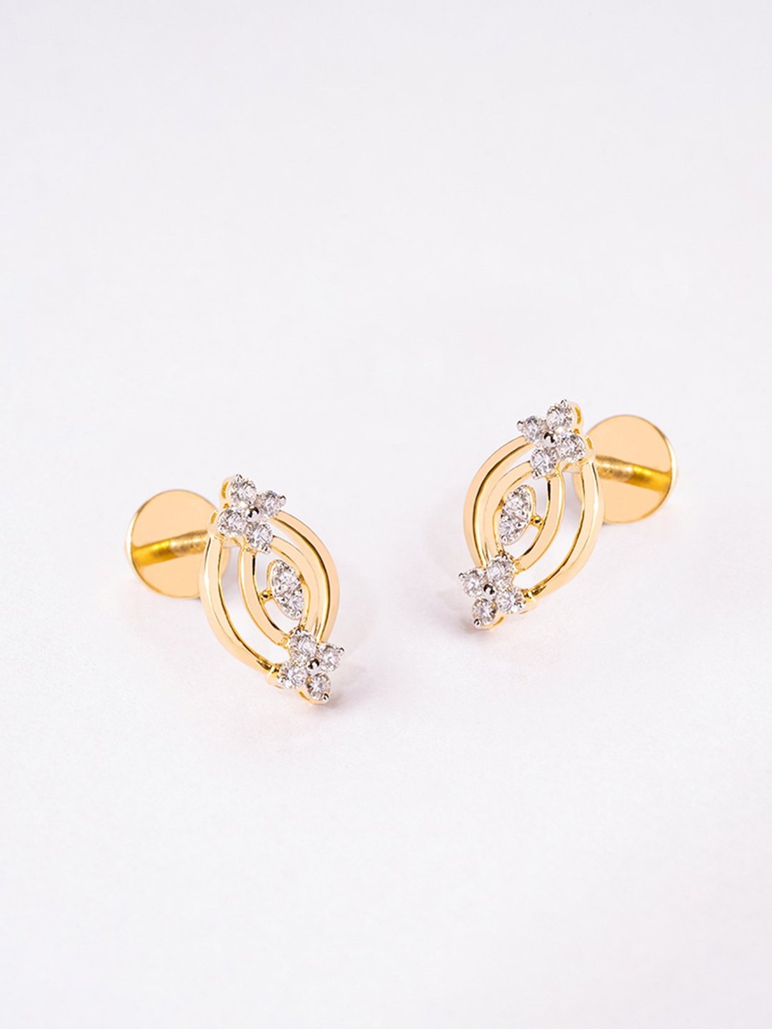P.N.Gadgil Jewellers 14k Gold Exceptional Glow Stud Diamond Earrings For Women