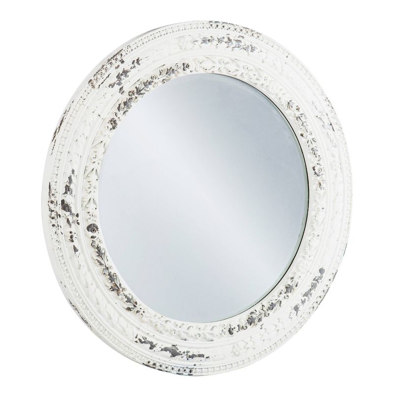 31.5" x 31.5" Round Morsea Decorative Wall Mirror Whitewashed - Southern Enterprises