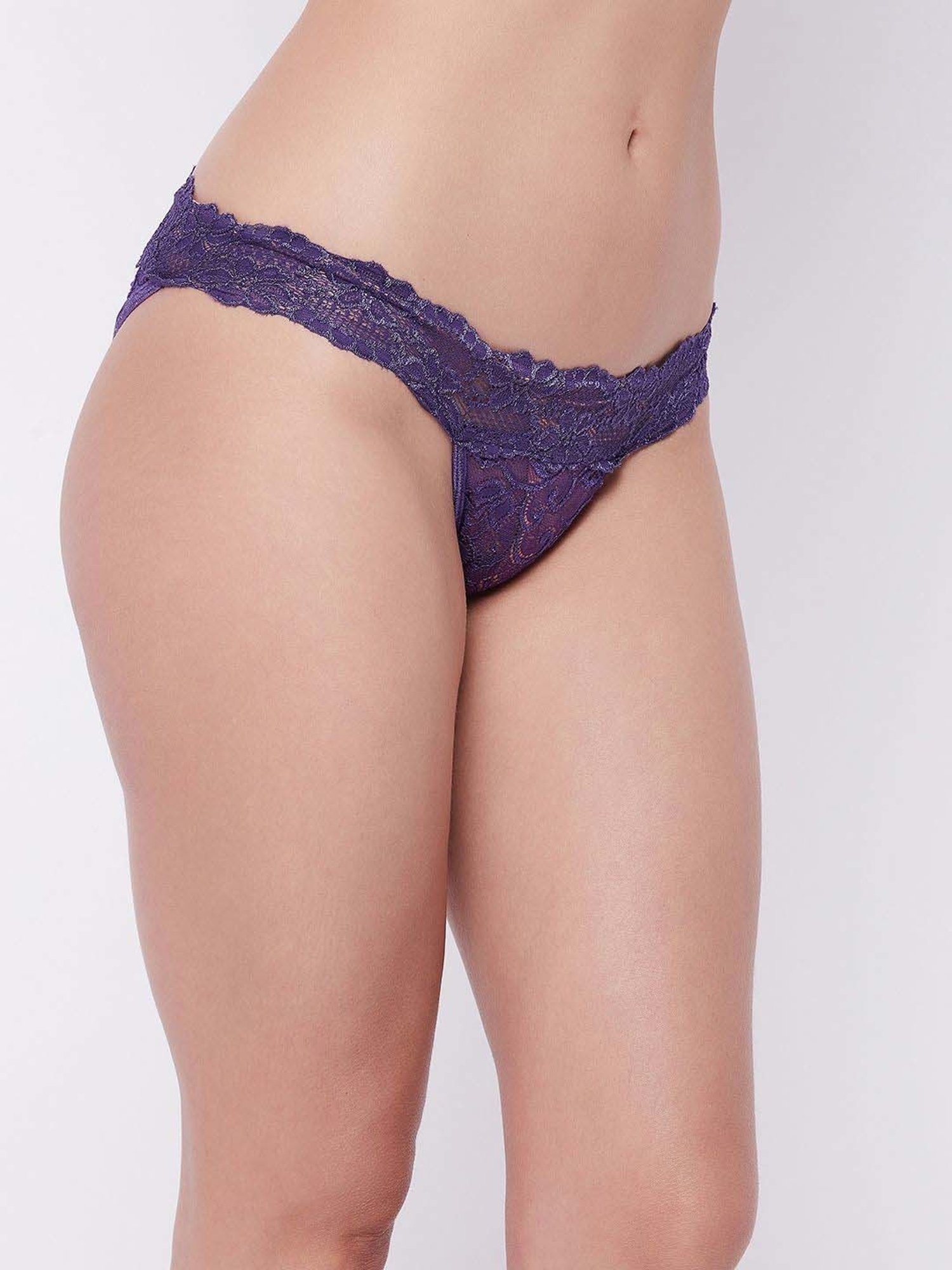 Secrets By ZeroKaata White & Purple Lace Work Bikini Panty - Pack Of 3